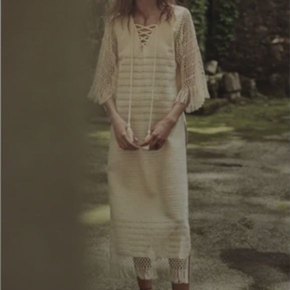 Jaline 100% Cotton Artisan Summer Boho Makrame Handwoven Beachwear Dress Size S - Picture 1 of 11